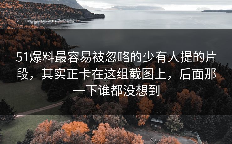 51爆料最容易被忽略的少有人提的片段,其实正卡在这组截图上,后面那一下谁都没想到 51爆料最容易被忽略的少有人提的片段,其实正卡在这组截图上,后面那一下谁都没想到