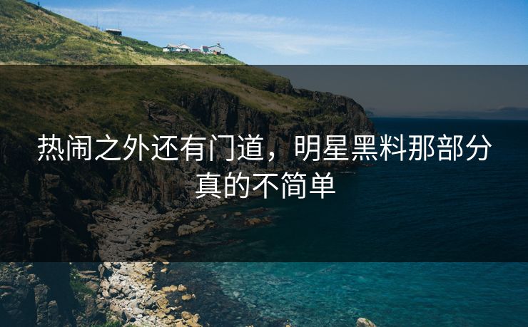 热闹之外还有门道，明星黑料那部分真的不简单